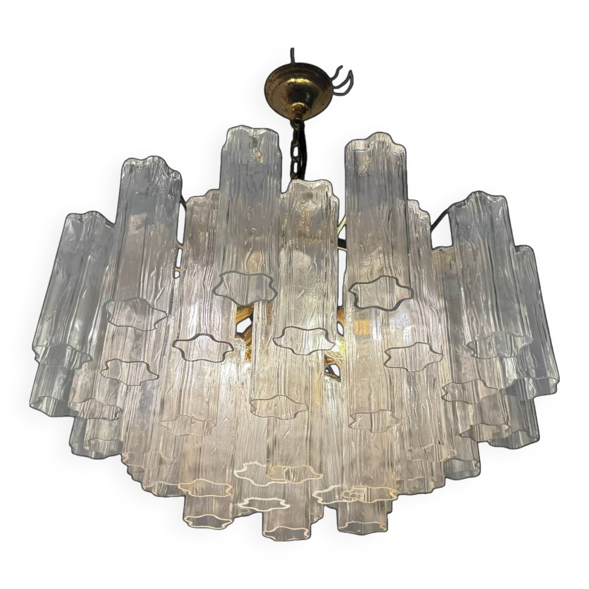 Chandelier en verre de Murano Tronchi des années 1970