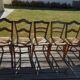 Set of 5 antique wooden chairs with straw seats