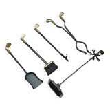 Vintage Set of five Brass Fireplace Tools in Golf Themed Clubs, France circa 1950's