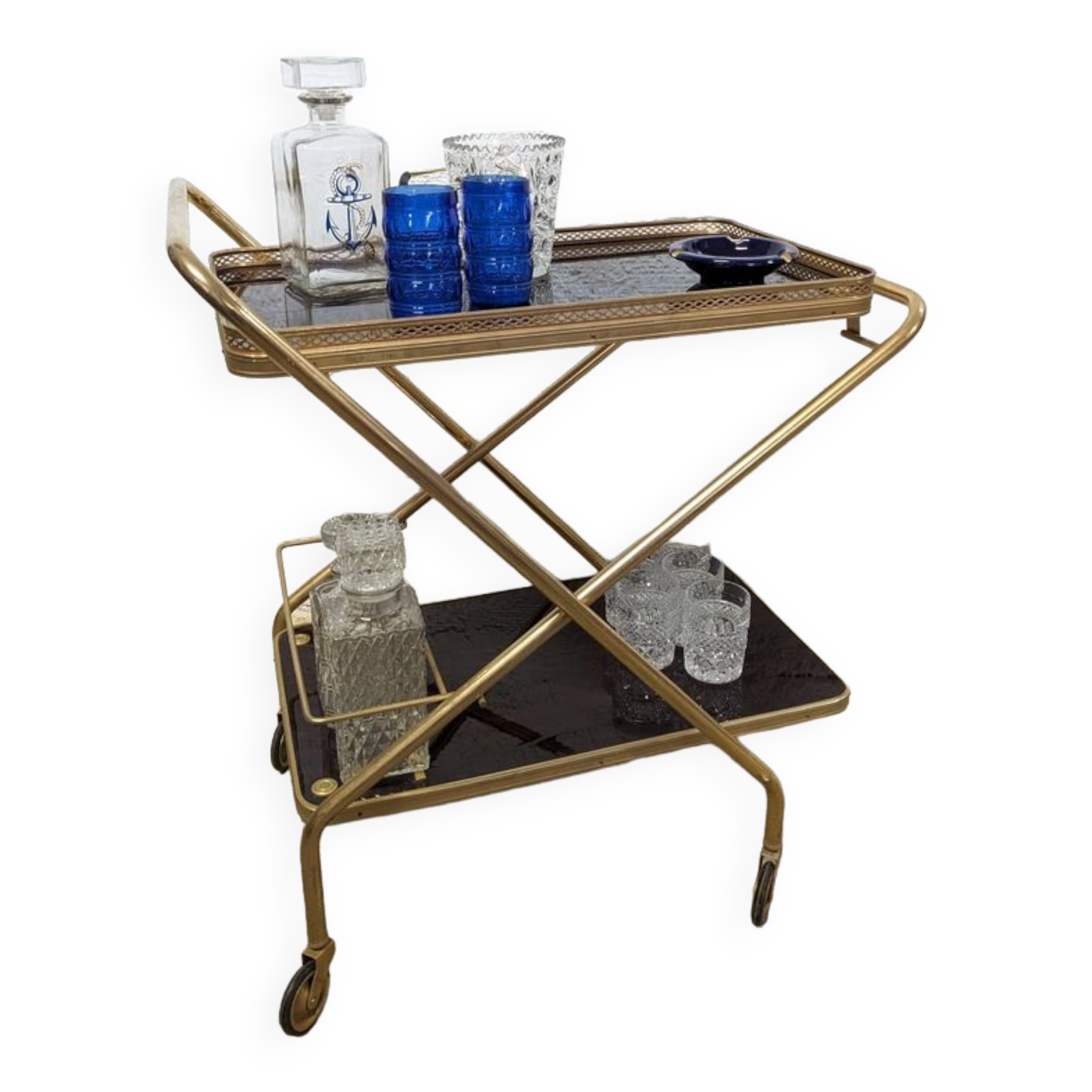 Foldable vintage bar trolley