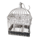 Cage for metal decoration, white patina and rattan, wedding decoration, aviary