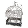 Cage for metal decoration, white patina and rattan, wedding decoration, aviary