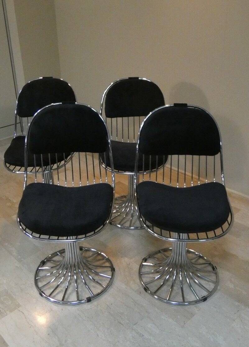 Margot chairs and Tulip dining table by Gastone Rinaldi for Rima, Italy, 1968, set of 5.