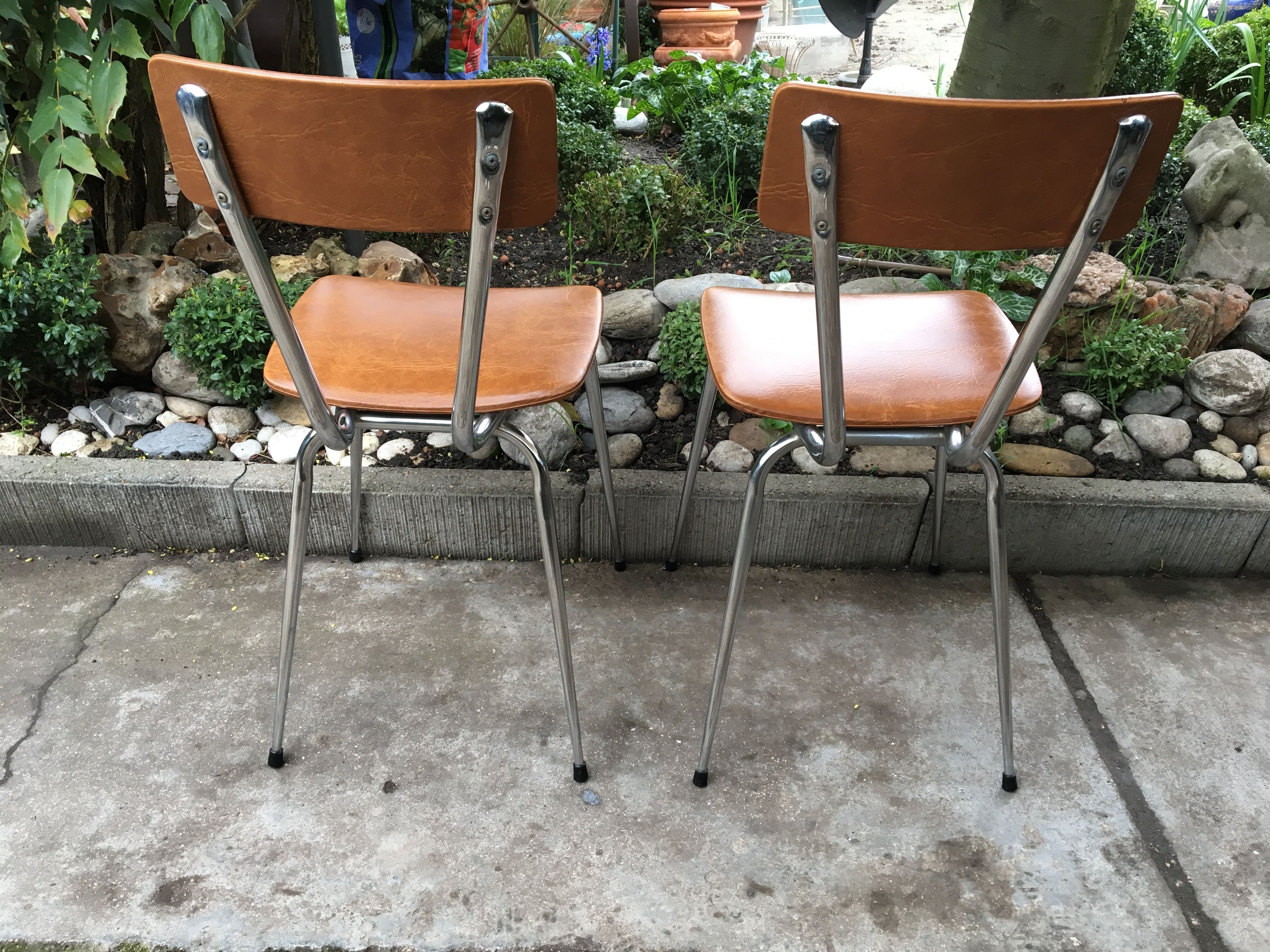 Vintage chrome and leatherette chairs