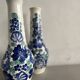 Lot of large Polish ceramic vases with hand-painted blue floral decoration