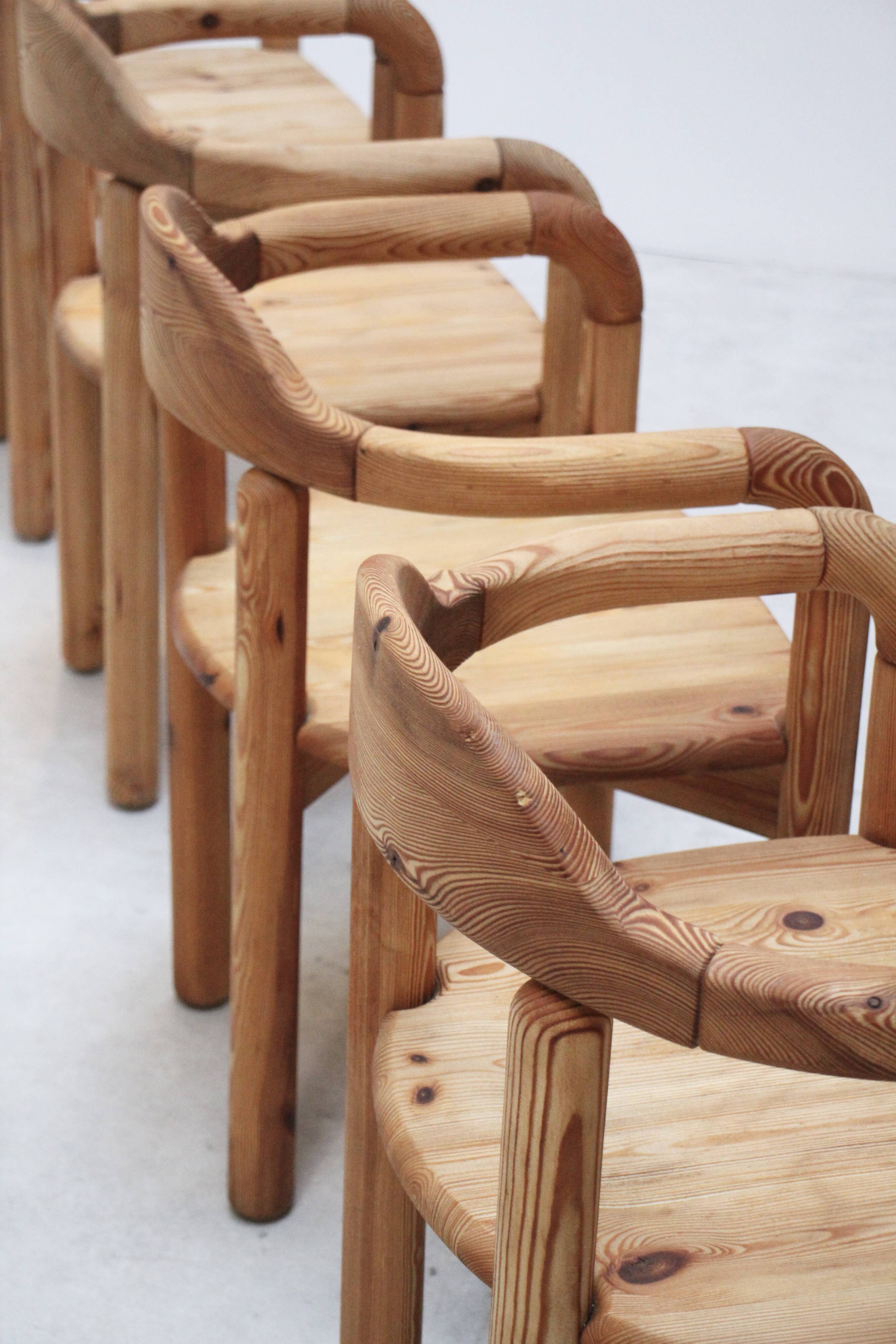 Series of 5 Scandinavian pine chairs