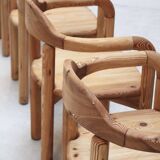 Series of 5 Scandinavian pine chairs