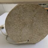 Vintage 70s-80s Lamp - Sculpted Stone Base & Painted Silk Shade