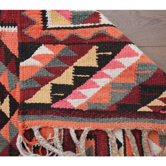 1970s Vintage Turkish Hand-Knotted Wool Cotton Red Runner Rug 93x324