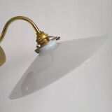 Smooth opaline and gilded brass wall light