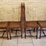 Set of 4 vintage carved cane chairs