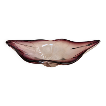 Coupe à fruits en verre soufflé style Murano reflets violets