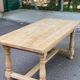Renovated extendable farmhouse dining table made of solid raw oak from the 1950s.