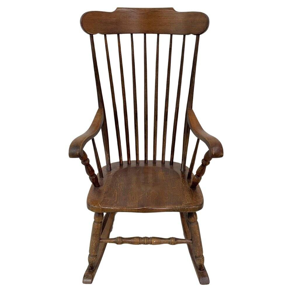 Vintage rocking chair in oak by Den Ouden, The Netherlands, 1975.