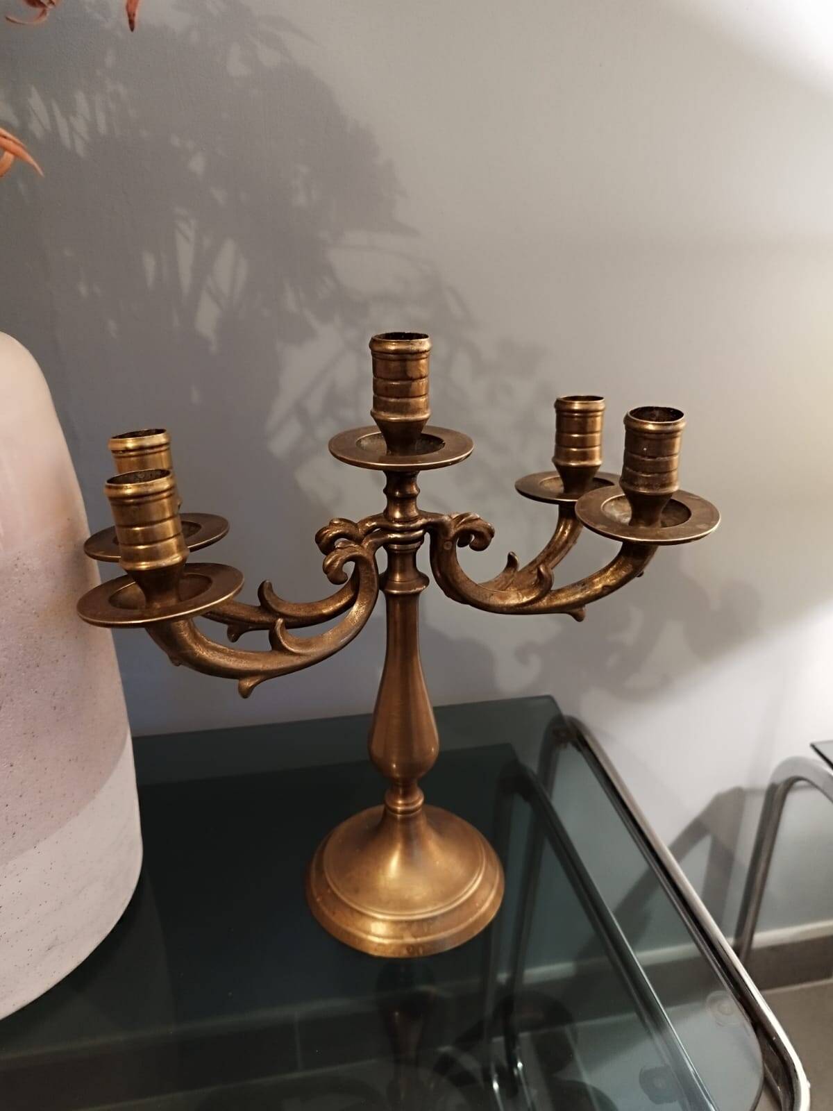 Old candlestick candelabra candle holder in brass with movable arms 5 lights