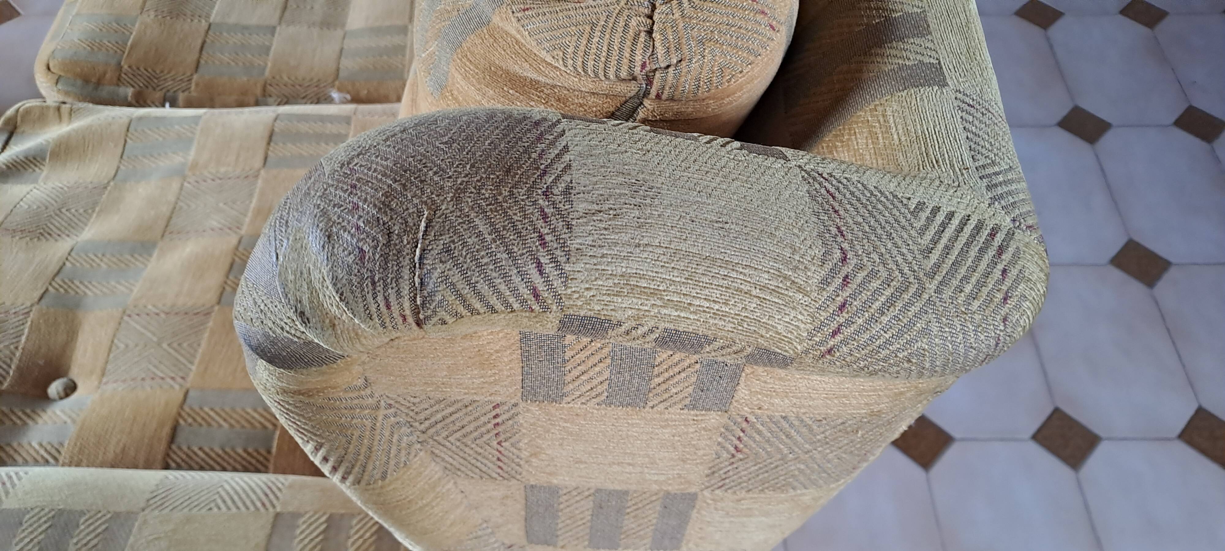 1940s club style 3-seater sofa in checked velvet fabric