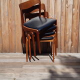 Set of 4 Scandinavian teak chairs and sky seats