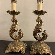 Pair of legs of bronze lamps rocaille style