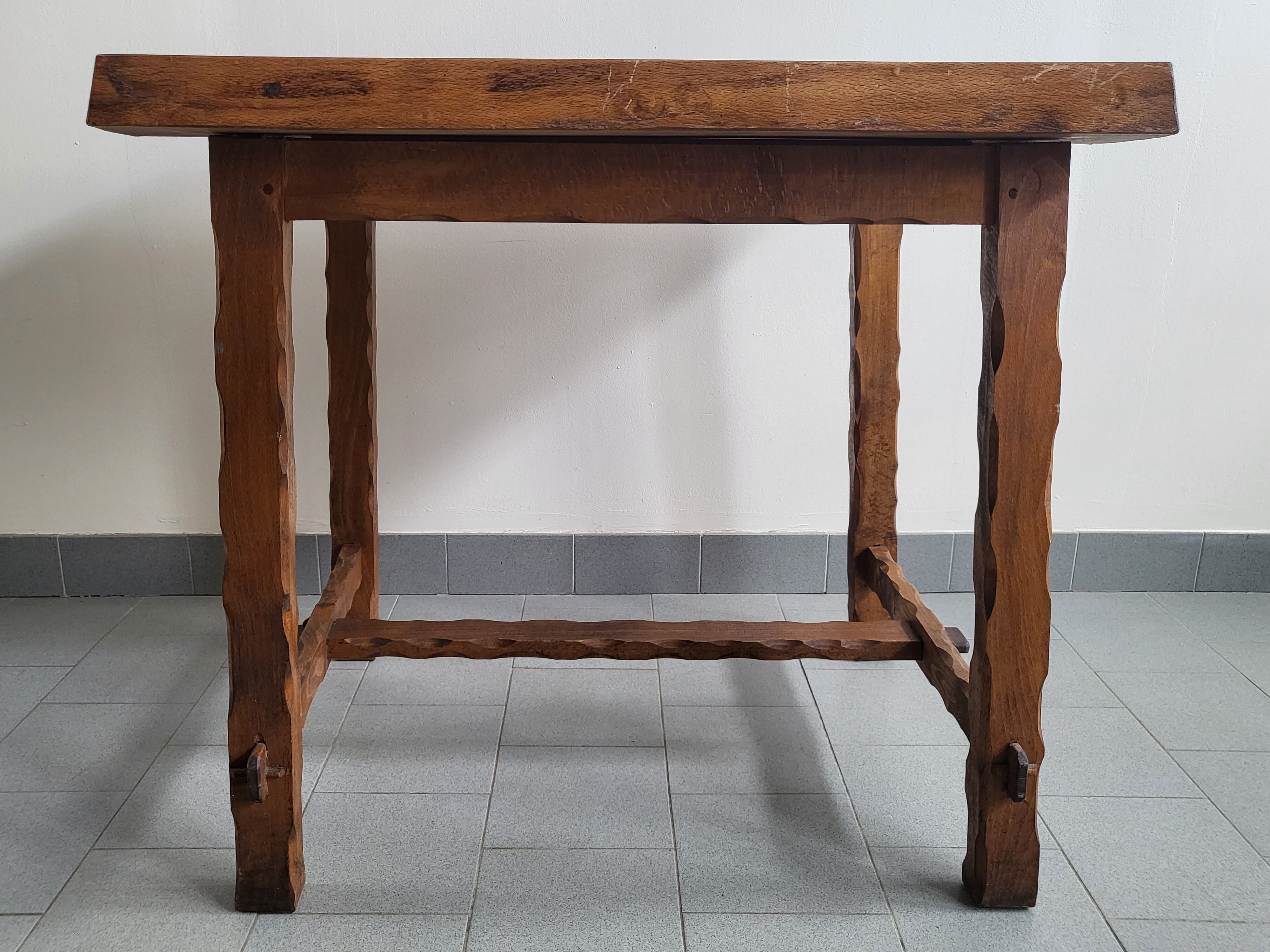 Vintage brutalist oak table 1970