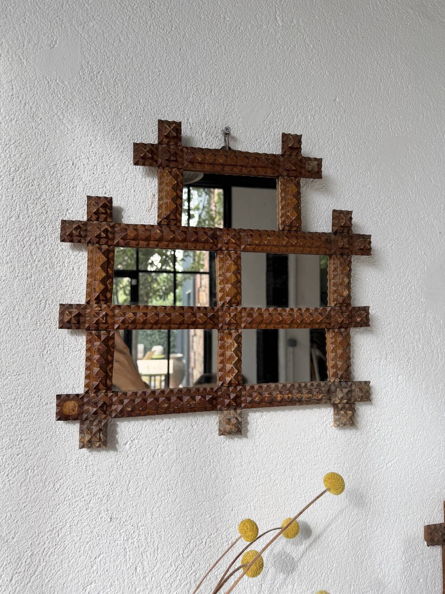 Paire de cadres miroirs Tramp Art 1900
