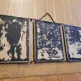 Miroir de barbier triptyque biseauté ancien 60x25cm
