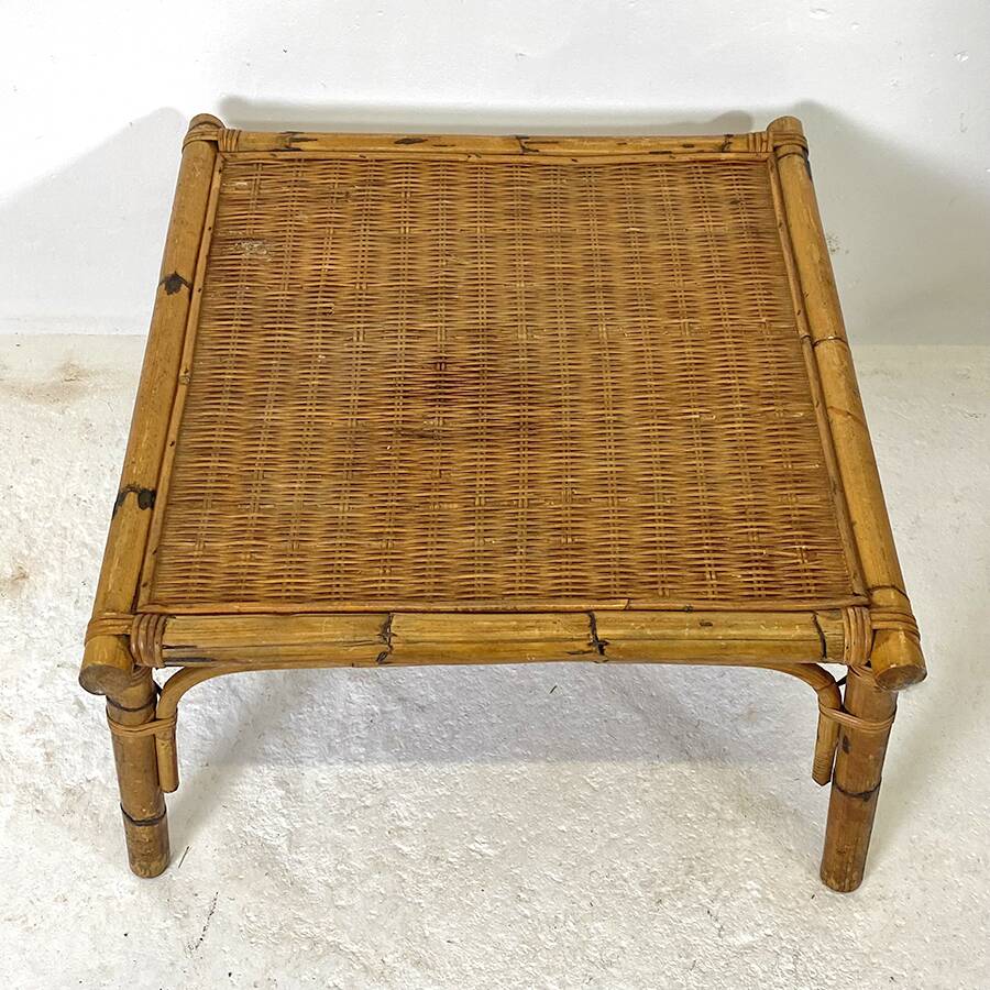 70's rattan coffee table
