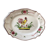 Plat ovale les islettes décor au coq XIXème