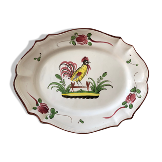 Flat oval islettes decorated with rooster 19th