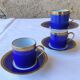 3 royal blue and gold cups and saucers - Royal Limoges porcelain