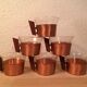 6 Scandinavian cups copper and teak Schott & Gen glass 70's
