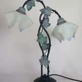 Table lamp in metal and frosted glass by Jean-Pierre Ryckaert, collection "Louisiane" 60's
