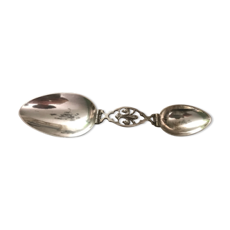 Double Travel Spoon Silver Metal