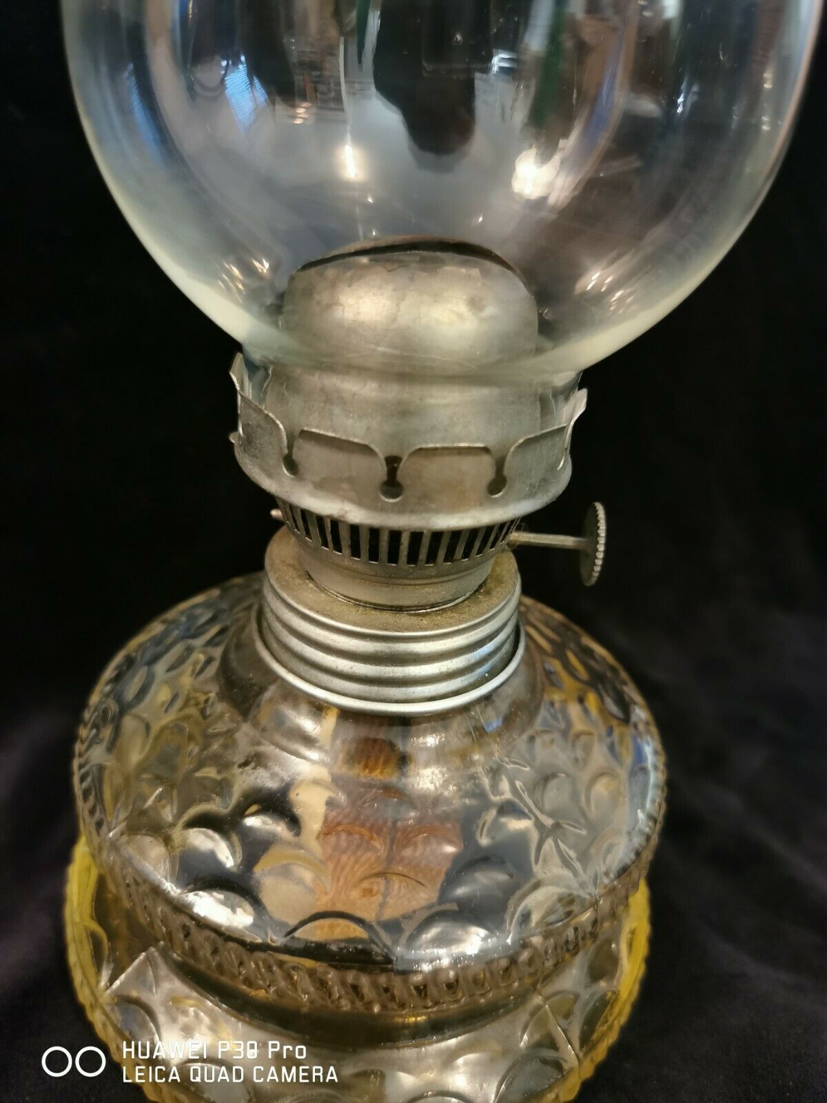 Czechoslovakia crystal glass oil lamp