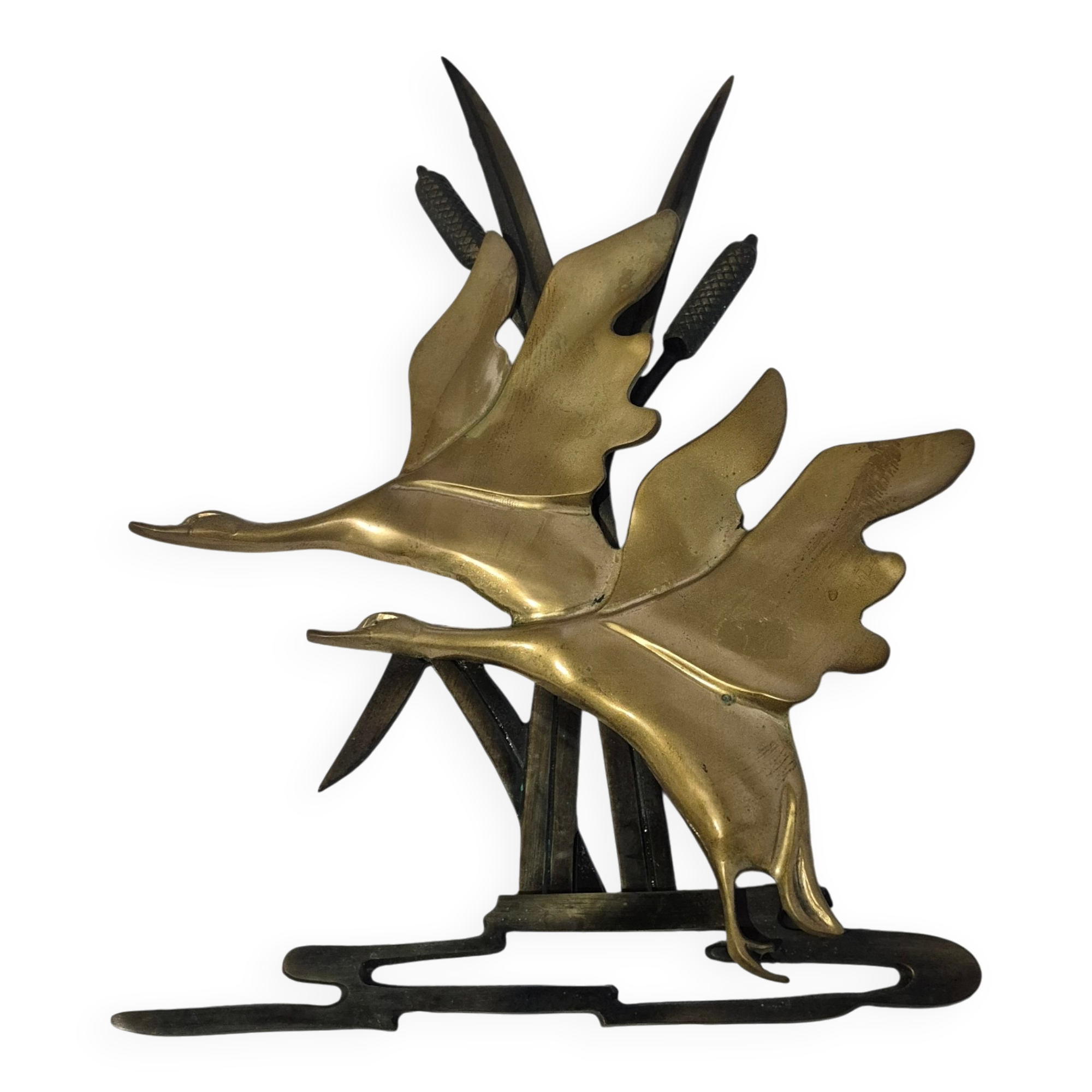 Hollywood regency brass wall sculpture birds