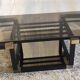 Designer coffee table in metal and smoked glass, 70s-80s