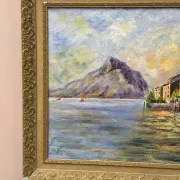 Original Swedish Oil on Canvas – “City and the Lake” by Eric Johan – Vintage & Framed