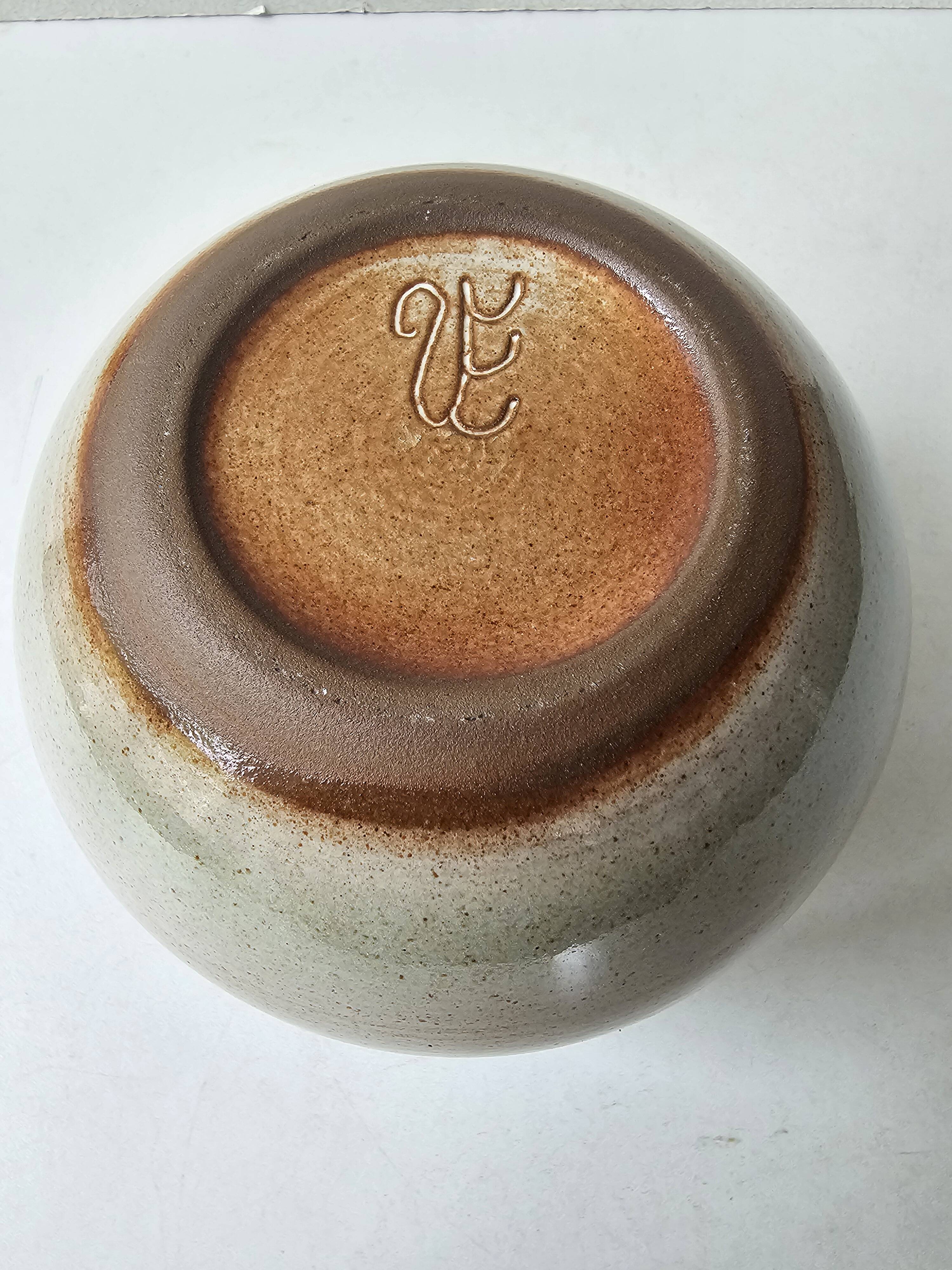 Glazed ceramic round vase signed (Pictogram to be identified)