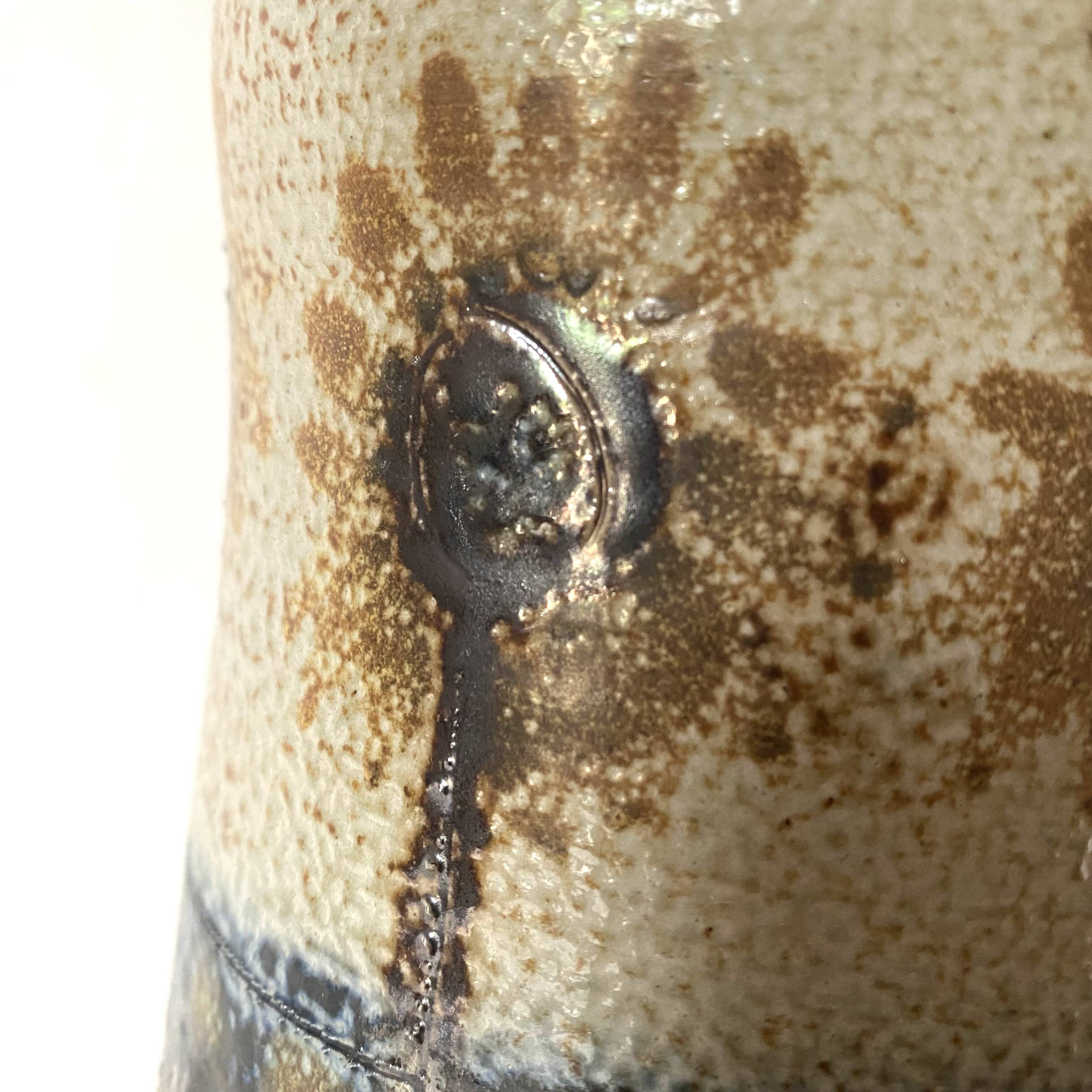 Large enamelled stoneware pitcher JC Courjault Kéraluc signed 31 cm, 1970s