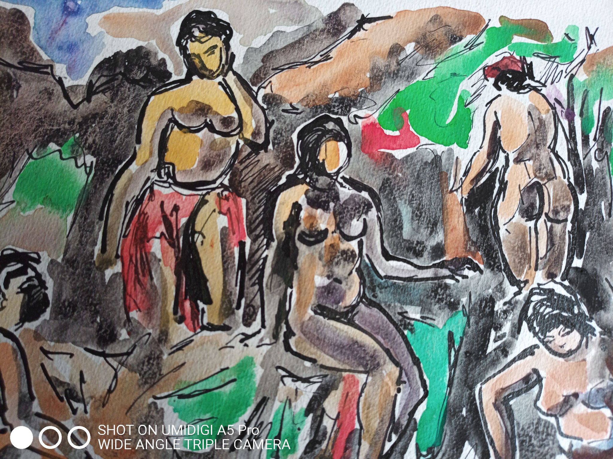 Pierre Lacroux (1909-1993) Gouache 24 x 32 cm - rural scene 1981