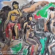 Pierre Lacroux (1909-1993) Gouache 24 x 32 cm - rural scene 1981