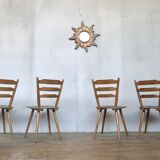 Series of 4 Scandinavian chairs or vintage wooden bistro
