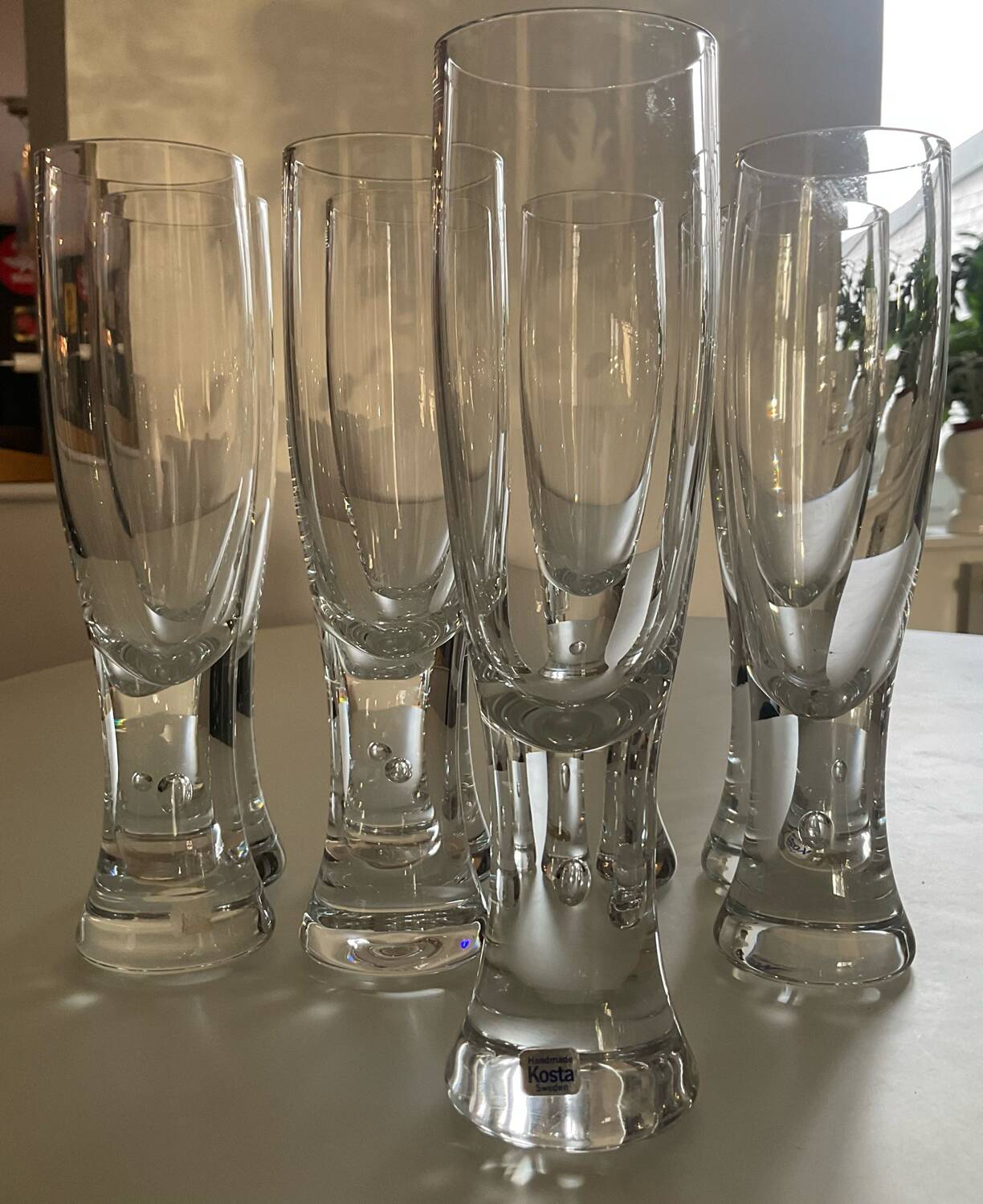 Set of 8 vintage Kosta Boda champagne flute glasses