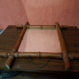 Ancien miroir bois style bambou décoration 40x46 vintage