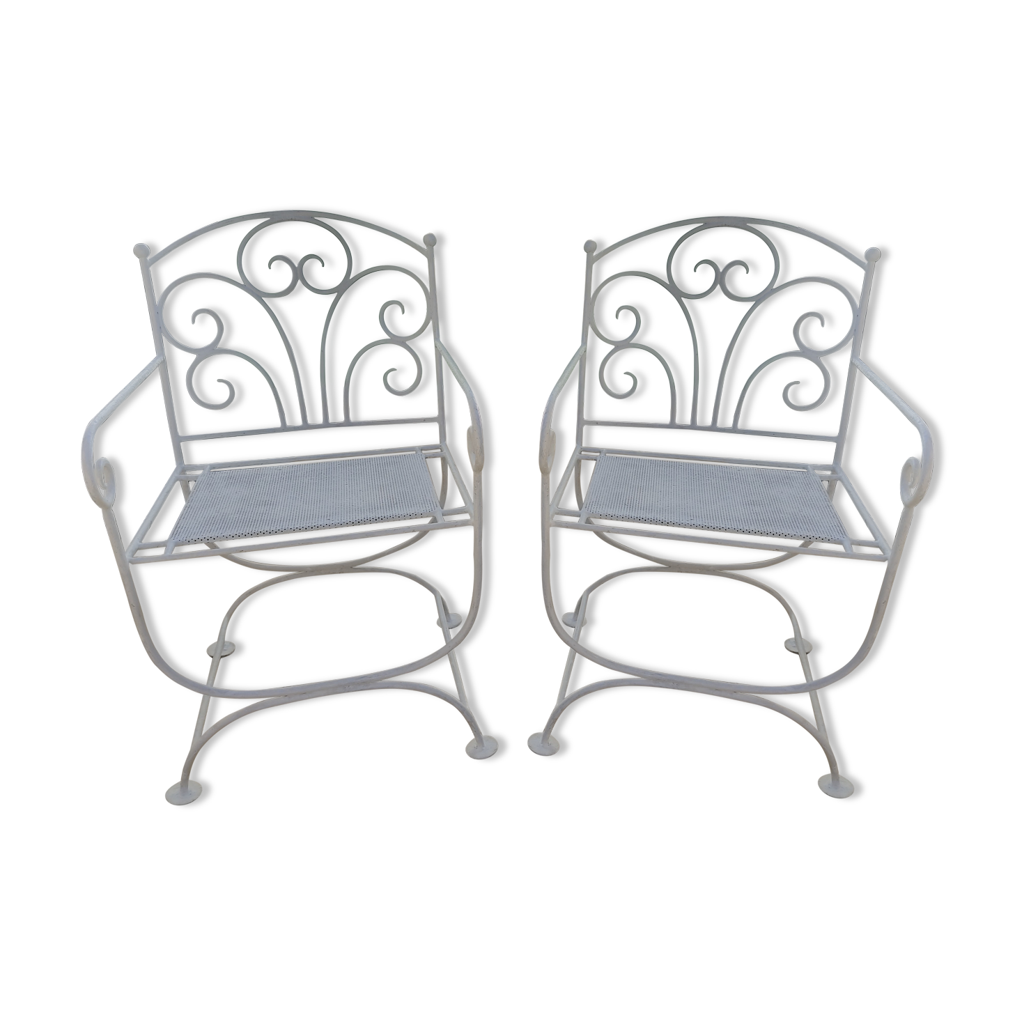 Paire de fauteuils en fer forgé