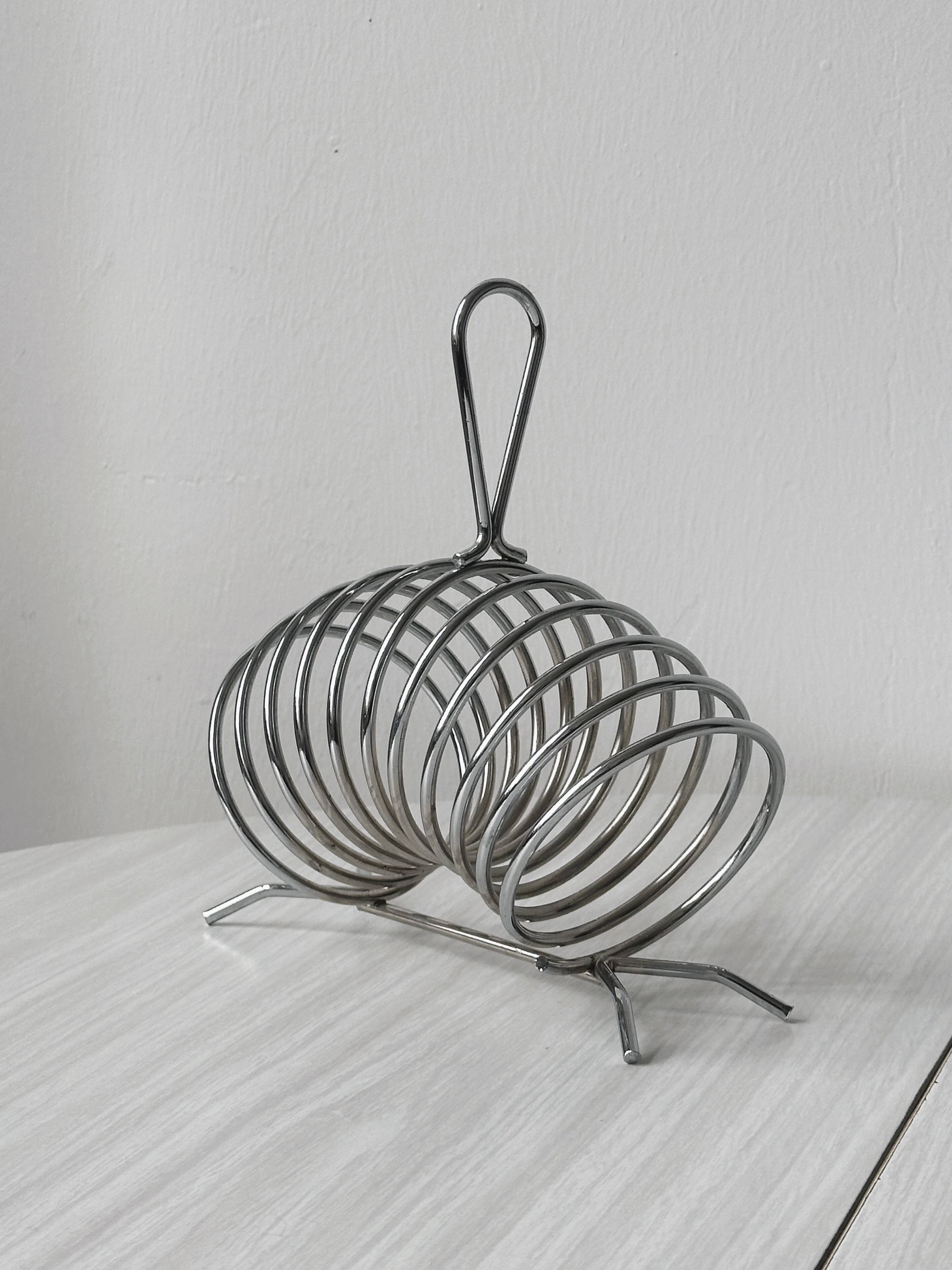 Porte toast metal argenté avec support