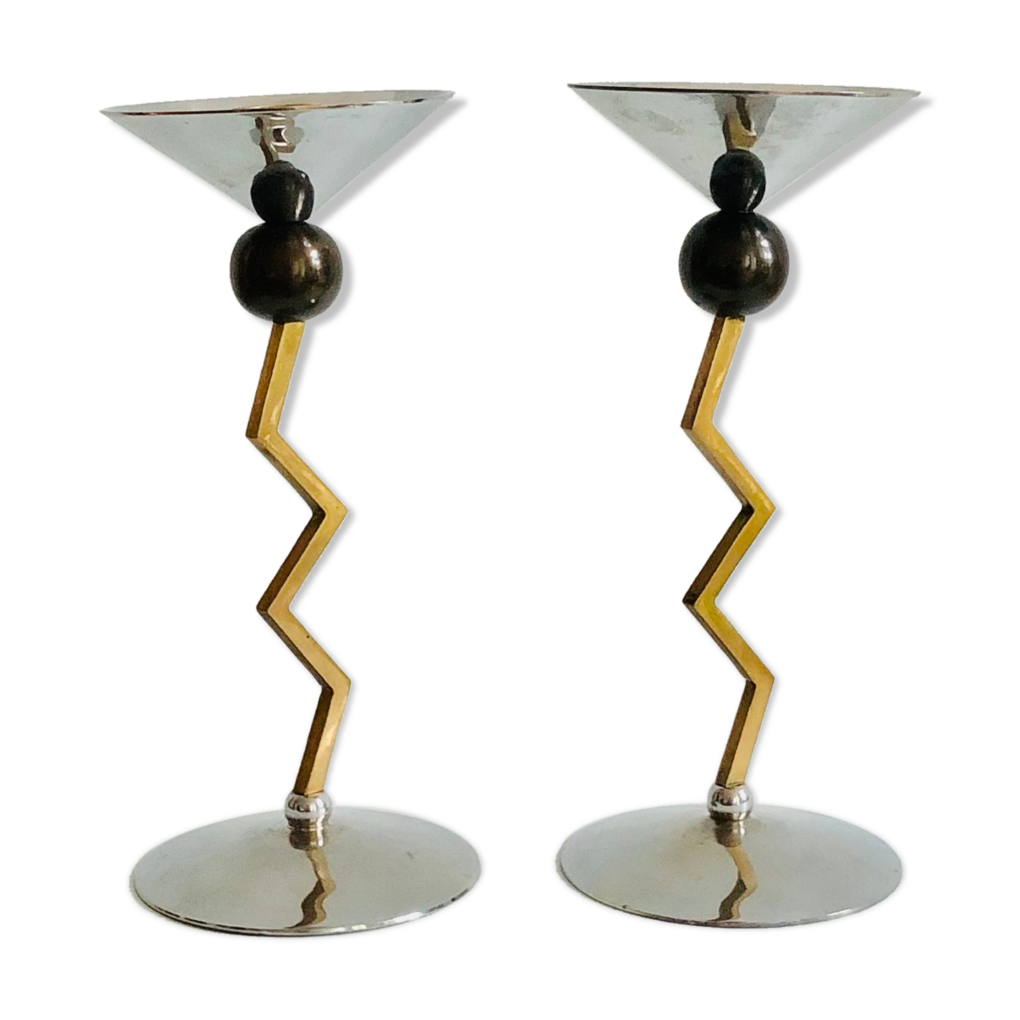Pair of brass candle holders
