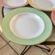 Lot of 6 hollow plates Saint-Amand 60s pastel
