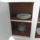 Louis Philippe style sideboard with pearl gray patina, 2 doors, drawers, wooden top.