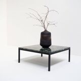 1960s Square Coffee Table with a Green Marble Top