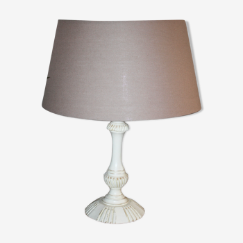 Lampe taupe avec pied en patine beige